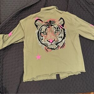 Velvet Olive Green Button-Up Shirt